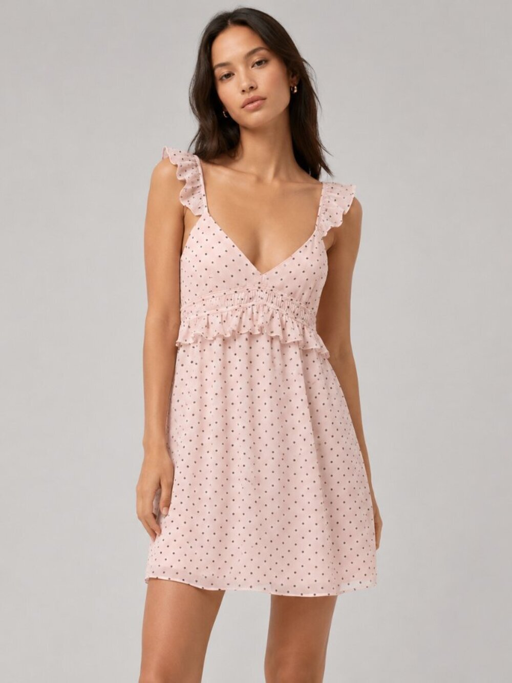 NWT Sugarlips Pink Polka Dot Ruffle Babydoll Slip Dress